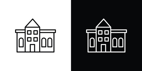 Campus icons pack. Set of black and white liner stroke symbols