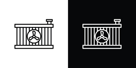 car radiator icons pack. Set of black and white liner stroke symbols