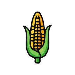 A_Simple_flat_2D_icon_of_a_corn_cob_isolated_on_a_white_simple illustration with EPS format design	