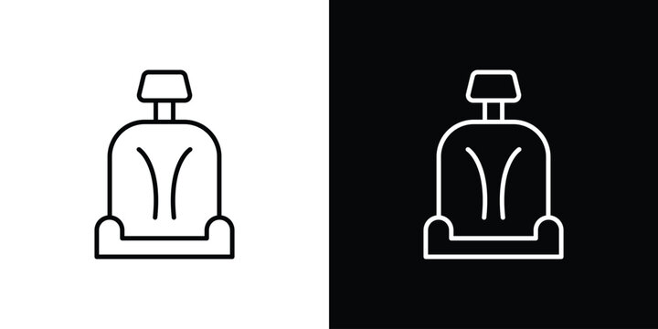 Car seat icons pack. Set of black and white liner stroke symbols