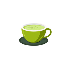 A_Simple_flat_2D_icon_of_a_cup_of_matcha_tea_isolated_o_white, simple illustration with EPS format design	