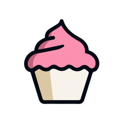 A_Simple_flat_2D_icon_of_a_cupcake_with_icing_isolated_simple illustration with EPS format design	