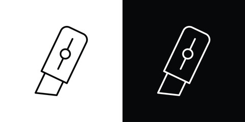 Cutter icons pack. Set of black and white liner stroke symbols