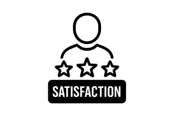 Customer satisfaction rating icon with three stars and user profile symbol