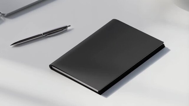 Black Notebook Pen Desk Office Workspace Background