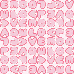 Valentine Day Love Seamless Vector Pattern Romantic Lettering Cute Bubbly Typography Digital Paper