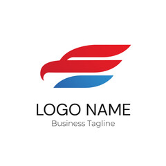 Logo Letter E Wing Red Blue Business Company Design Template