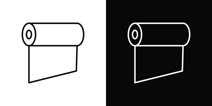 foil roll icons pack. Set of black and white liner stroke symbols
