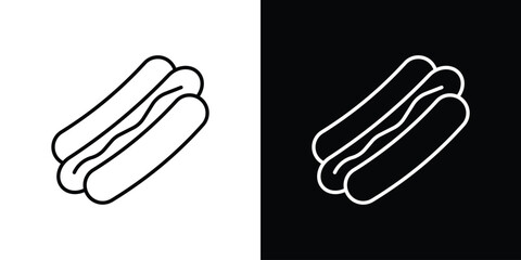 Hot dog icons pack. Set of black and white liner stroke symbols