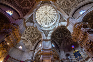 Interiors of Iglesia Parroquial del Sagrario church in Granada, Spain