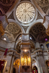 Interiors of Iglesia Parroquial del Sagrario church in Granada, Spain