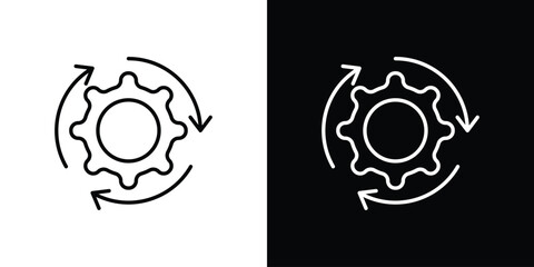 Implementation icons pack. Set of black and white liner stroke symbols