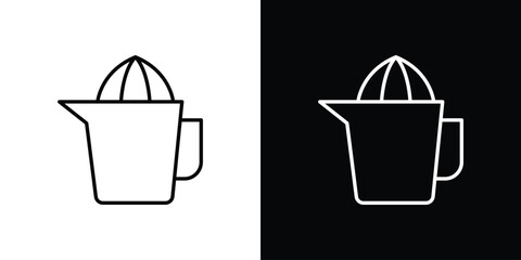 Juicer squeezer icons pack. Set of black and white liner stroke symbols