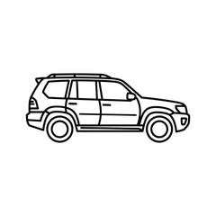 Simple outline drawing of a sport utility vehicle suv side view