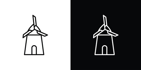 Mill icons pack. Set of black and white liner stroke symbols