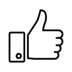 Clean line art icon of a thumbs up gesture symbolizing approval and agreement