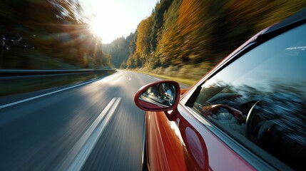 High-Speed Road Trip: Experiencing the Thrill of Driving Through Autumnal Scenery