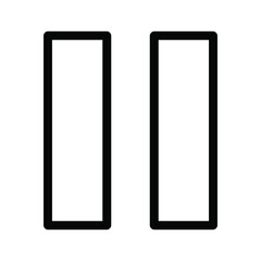 Minimalist black outline of two vertical rectangles side by side on a white background