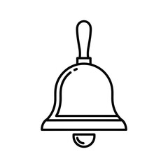 Simple outline drawing of a classic handheld bell with a handle