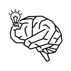 Illustration of a stylized brain with a glowing lightbulb symbolizing a new idea or insight