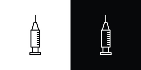 Needle icons pack. Set of black and white liner stroke symbols