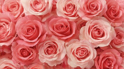 Obraz premium Delicate pink roses of various shades create a lovely vibrant floral arrangement perfect for events.