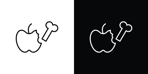 Organic waste icons pack. Set of black and white liner stroke symbols