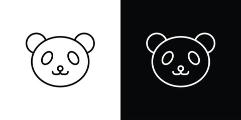 Panda icons pack. Set of black and white liner stroke symbols