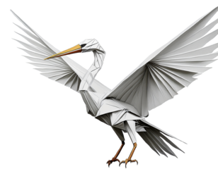 Origami crane white isolated PNG