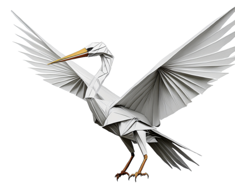 Origami crane white isolated PNG