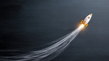 Visual metaphor of idea taking flight and speeding up to rocket, growth concept