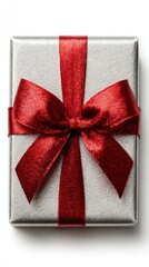 Coffret argent&eacute; avec ruban rouge &ndash; &Eacute;l&eacute;gance festive en apesanteur