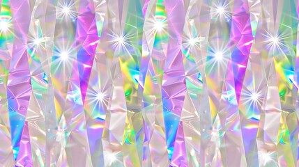 Holographic iridescent background texture with sparkles. Abstract pink and purple crystal foil pattern. Shiny metallic surface with light flares