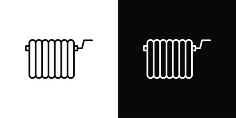 Radiator icons pack. Set of black and white liner stroke symbols