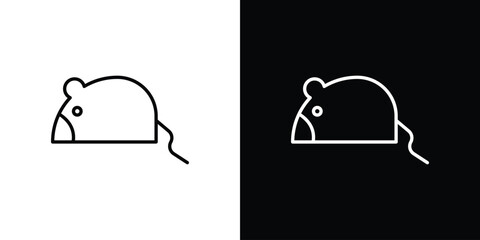 Rat icons pack. Set of black and white liner stroke symbols