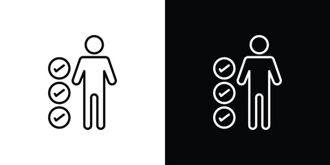 Skillsfor banner ands. collection. Silhouette flat icon design element.aging design Vector illustrationsn icons pack. Set of black and white liner stroke symbols