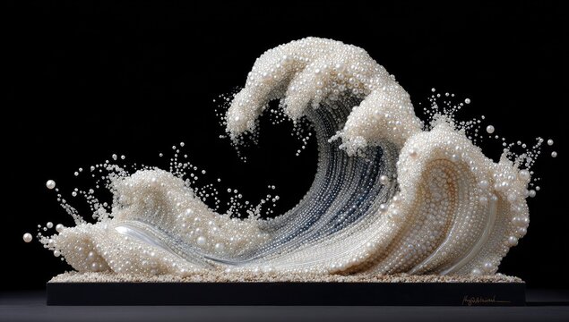 Pearl wave sculpture against black