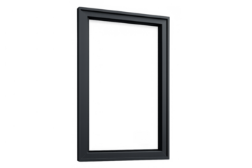 Black empty rectangular picture frame with transparent background, providing space for content or design elements