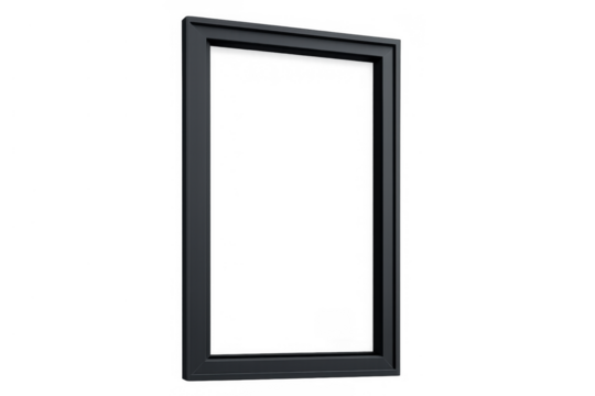 Black empty rectangular picture frame with transparent background, providing space for content or design elements - Powered by Adobe