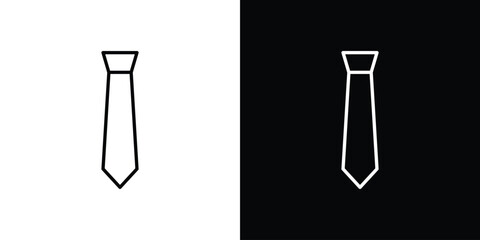 Tie icons pack. Set of black and white liner stroke symbols