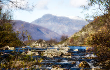 The Water Running from Strosfjorden in Helin Lake in Vang Municipality towards Strososen and Koltjernet in Vestre Slidre Municipality, Norway