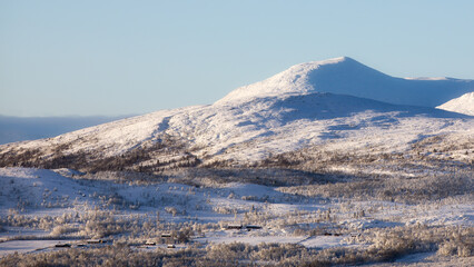 View of Bjornhovd, Near Vaset in Vestre Slidre Municipality, Norway, with Famous Mountain Skogshorn at a Distance