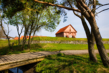A Walking Path near the Powder Magazine (Krutthuset) at Fredriksvern Shipyard (Fredriksvern verft) in Stavern, Norway