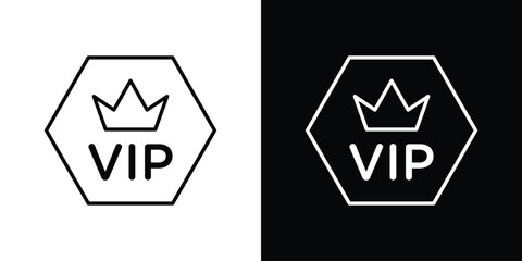 VIP icons pack. Set of black and white liner stroke symbols
