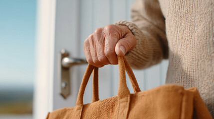Close-up of a hand holding a bag for bank holiday celebration