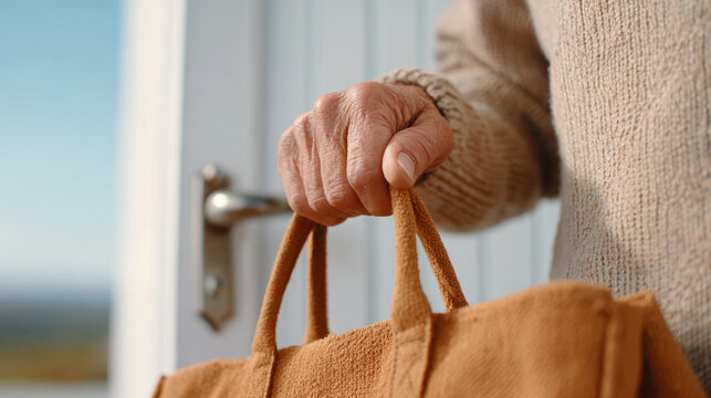 Close-up of a hand holding a bag for bank holiday celebration - Powered by Adobe