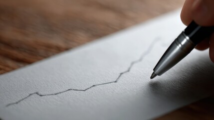 Financial growth chart being drawn by hand, future success visualization