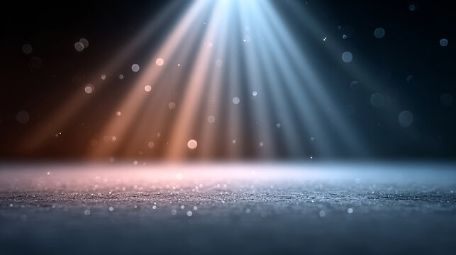 Dramatic stage spotlight with horizontal lens flare beams for theatrical design