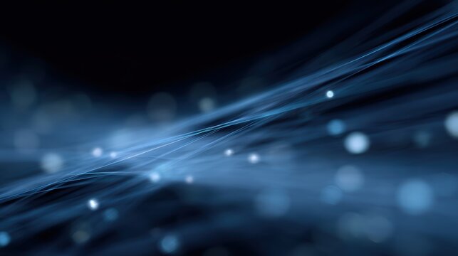 Futuristic internet and network visualization, blue light trails and motion