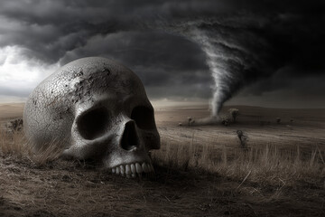 skull and tornado